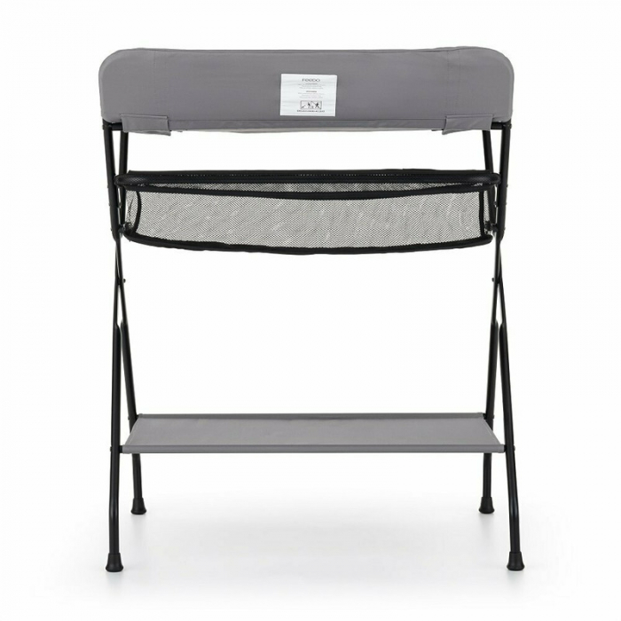 Feedo - Masuta multifunctionala pentru infasat si schimbat scutece, Pliabila, Cu raft pentru depozitare si compartiment lateral, Realizata din fier, panza si in, 80.5 x 67 x 102.5 cm, Gri [2]