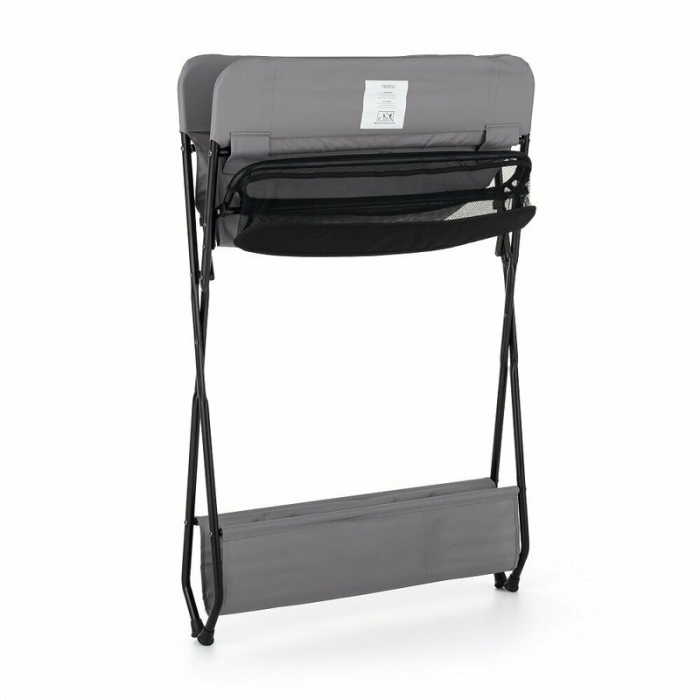 Feedo - Masuta multifunctionala pentru infasat si schimbat scutece, Pliabila, Cu raft pentru depozitare si compartiment lateral, Realizata din fier, panza si in, 80.5 x 67 x 102.5 cm, Gri [4]