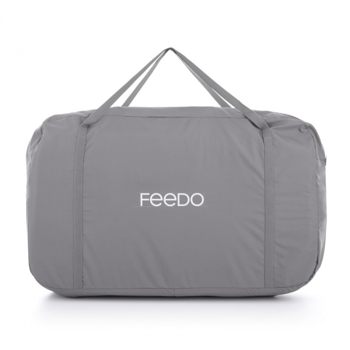Feedo - Patut co-sleeper, Pliabil, Reglabil in 5 pozitii, Cu laterala detasabila, Include geanta de transport si salteluta, Cu roti, Greutate maxima suportata 9 kg, 0-5 luni, Gri [6]