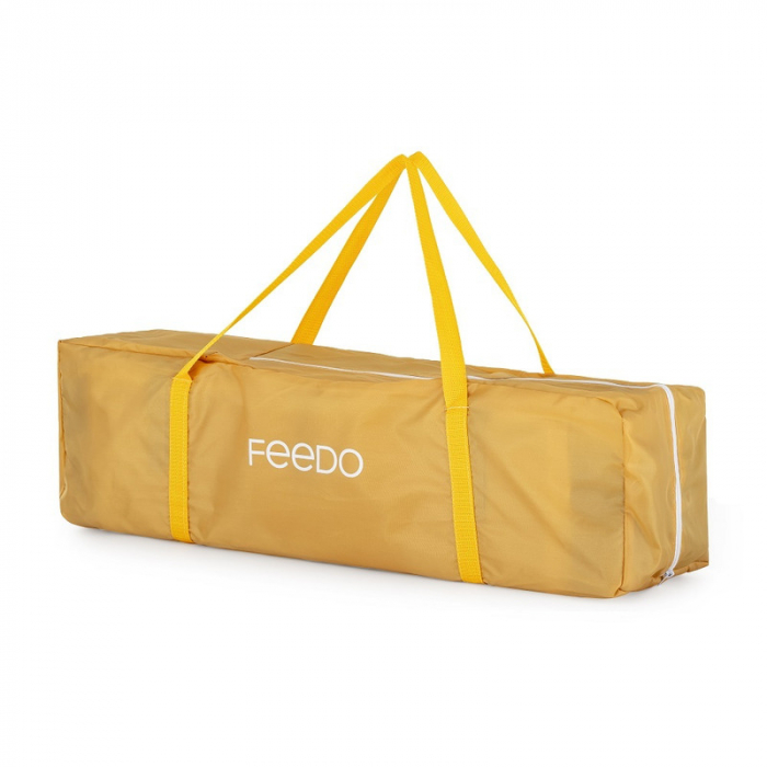 Feedo - Patut de calatorie, Pliabil, Cu geanta de transport inclusa, Cu intrare laterala si inchidere prin fermoar, Greutate maxima suportata 15 kg, 0-30 luni, Galben [4]