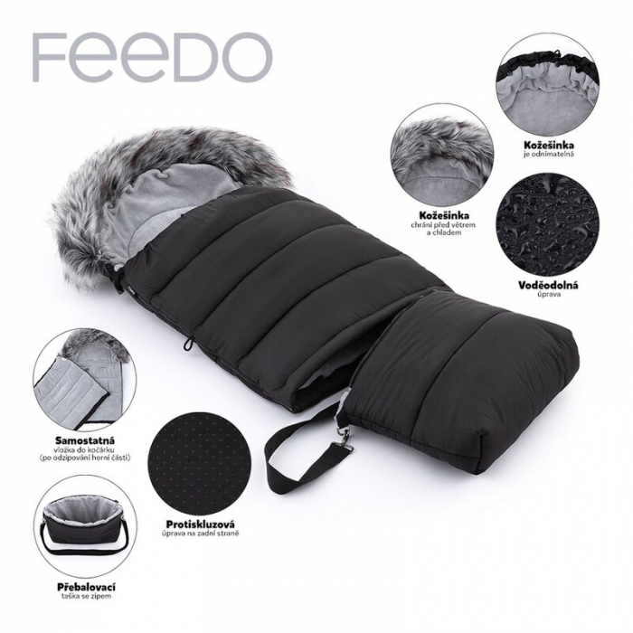 Feedo - Sac de iarna, Multifunctional, Poate fi utilizat ca geanta prin desfacerea fermoarului, Atasabil la carucior, 110 cm, 0-3 ani, Verde [7]