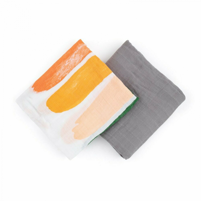 Feedo - Set 2 museline din bambus, Multifunctionale, Hipoalergenice, Cu indicator de varsta, Conform standardului european de securitate Oeko-Tex 100, Dimensiuni mari:120x120 cm, Multicolor [4]