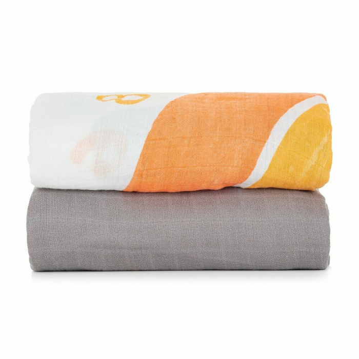 Feedo - Set 2 museline din bambus, Multifunctionale, Hipoalergenice, Cu indicator de varsta, Conform standardului european de securitate Oeko-Tex 100, Dimensiuni mari:120x120 cm, Multicolor [5]