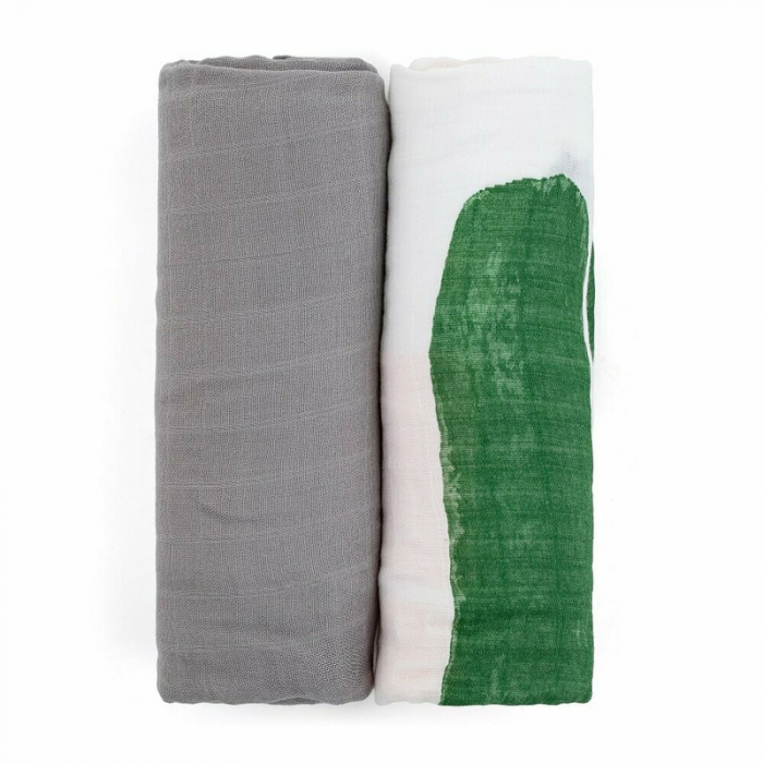 Feedo - Set 2 museline din bambus, Multifunctionale, Hipoalergenice, Cu indicator de varsta, Conform standardului european de securitate Oeko-Tex 100, Dimensiuni mari:120x120 cm, Multicolor [1]