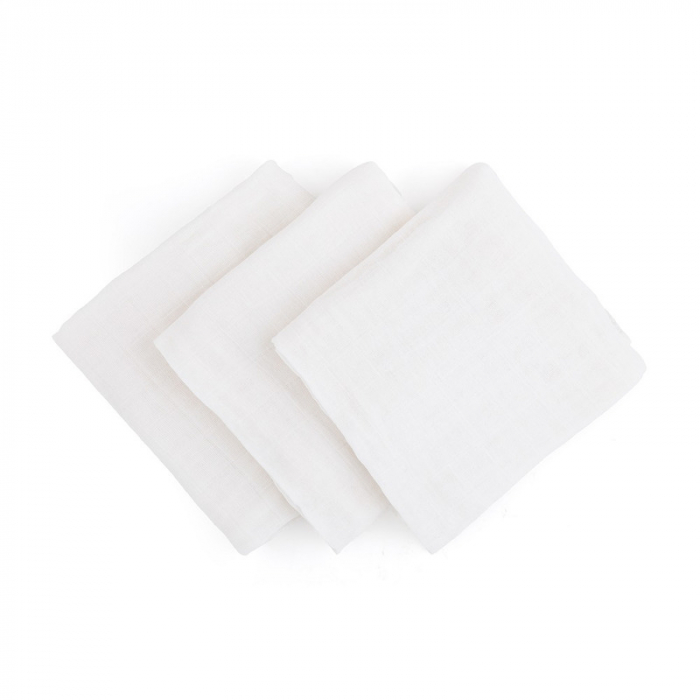 Feedo - Set 3 scutece din muselina, Multifunctionale, Din bumbac certificat Oeko-Tex Standard 100, 68x68 cm, 0 luni+, Alb [3]