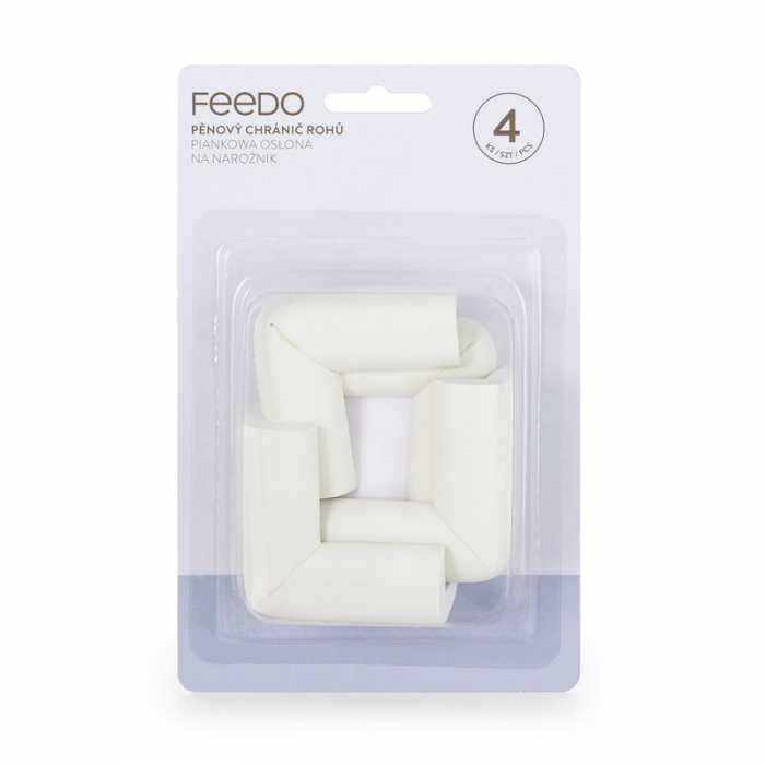 Feedo - Set protectii pentru colturi ascutite, Absorbtie a socurilor, Din spuma, Cu adeziv, 5 x 5 x 2 cm, 4 bucati, Alb [2]