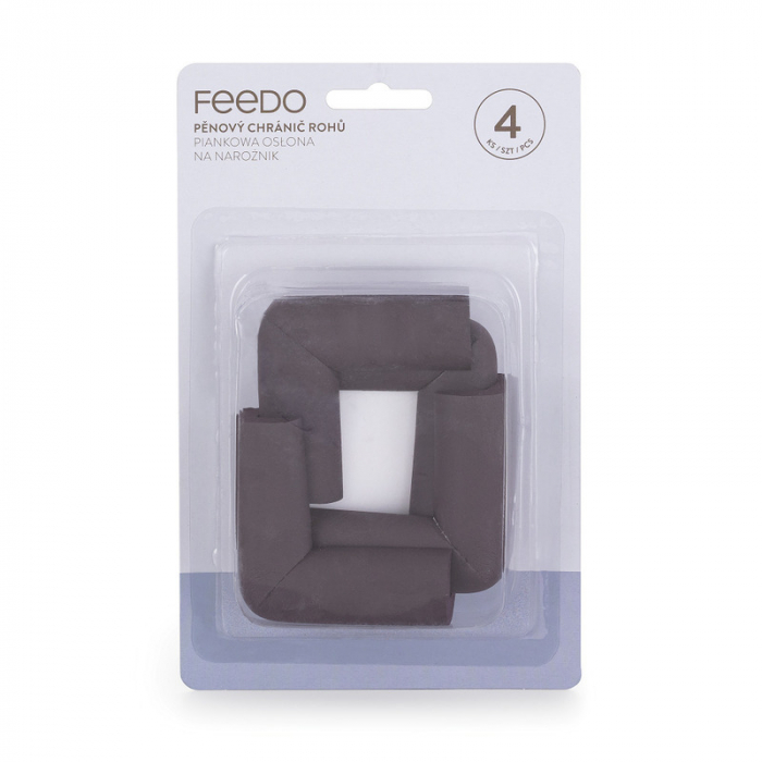 Feedo - Set protectii pentru colturi ascutite, Absorbtie a socurilor, Din spuma, Cu adeziv, 5 x 5 x 2 cm, 4 bucati, Maro [2]