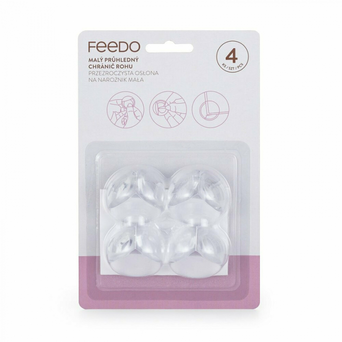 Feedo - Set protectii pentru colturi ascutite, Usor de instalat, 3.6 x 3.6 x 2.7 cm, 4 bucati, Transparent [2]