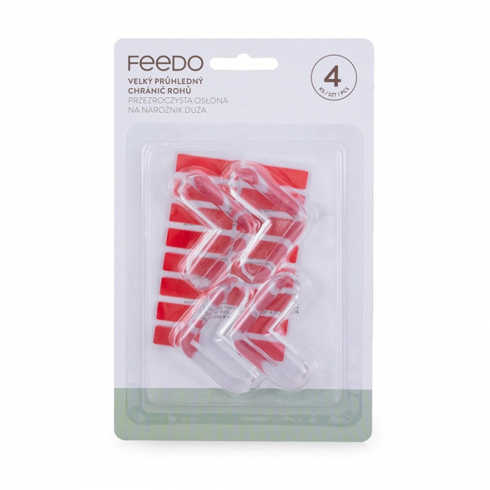 Feedo - Set protectii pentru colturi ascutite, Usor de instalat, 4 x 4 x 1.5 cm, 4 bucati, Transparent [3]