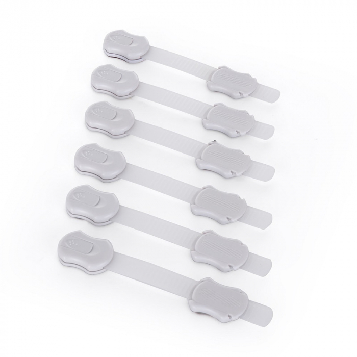 Feedo - Set sisteme de siguranta pentru mobilier, Universale, Cu lungime reglabila, 19 x 3.4 cm, Distanta 2-11 cm, 6 bucati, Alb [2]