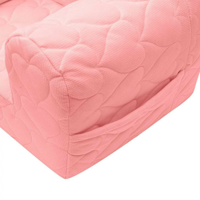 Fotoliu din burete pentru copii, Cu buzunar lateral, Din tesatura de catifea, Cu Husa detasabila, Hearts, Din materiale certificate Oeko Tex Standard 100, New Baby, 9 luni - 5 ani, Pink [4]