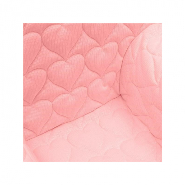 Fotoliu din burete pentru copii, Cu buzunar lateral, Din tesatura de catifea, Cu Husa detasabila, Hearts, Din materiale certificate Oeko Tex Standard 100, New Baby, 9 luni - 5 ani, Pink [7]