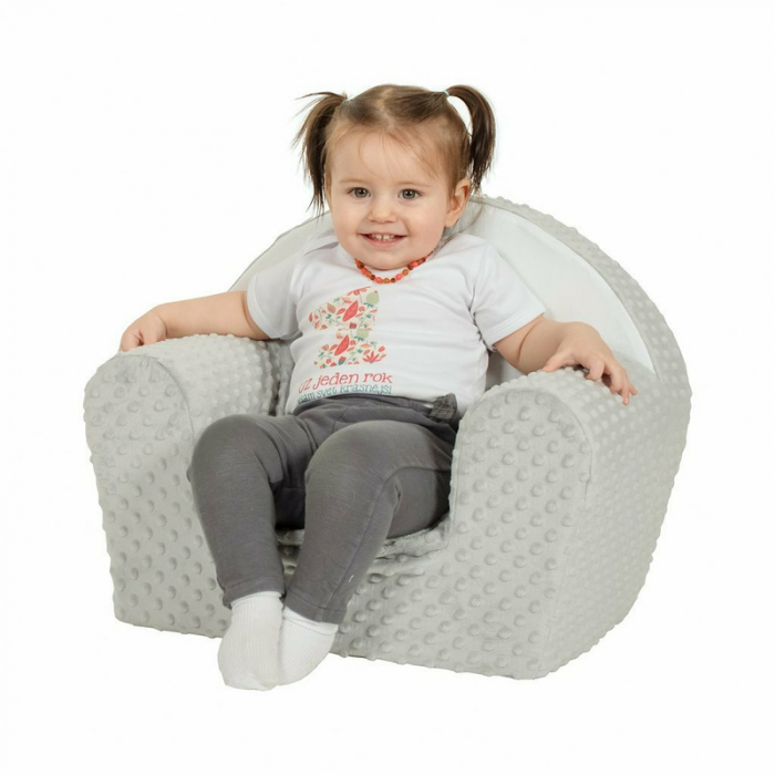 Fotoliu din burete pentru copii, Din tesatura minky, Fox, New Baby, 9 luni - 5 ani, Cu Husa detasabila, Gray [4]