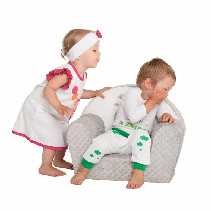 Fotoliu din burete pentru copii, Din tesatura minky, Fox, New Baby, 9 luni - 5 ani, Cu Husa detasabila, Gray [9]