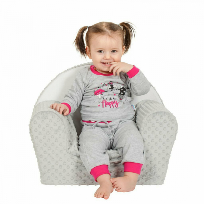 Fotoliu din burete pentru copii, Din tesatura minky, Fox, New Baby, 9 luni - 5 ani, Cu Husa detasabila, Gray [6]