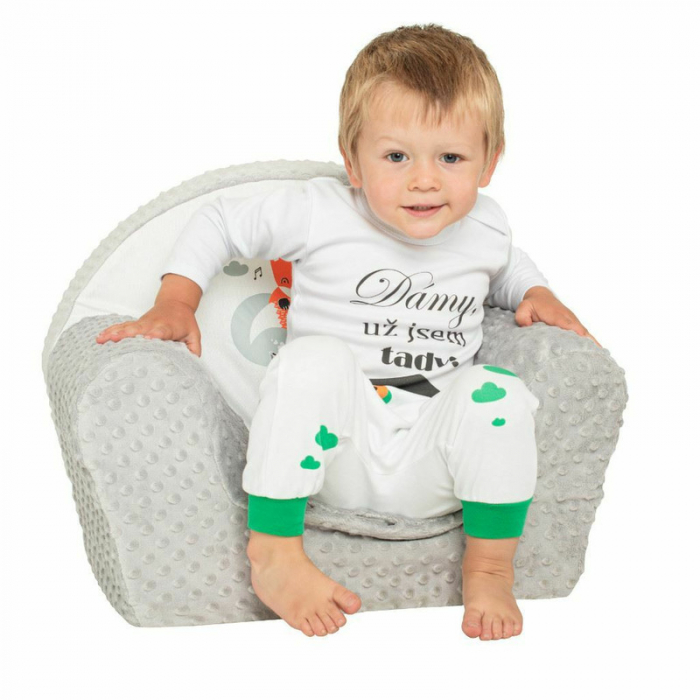 Fotoliu din burete pentru copii, Din tesatura minky, Fox, New Baby, 9 luni - 5 ani, Cu Husa detasabila, Gray [10]