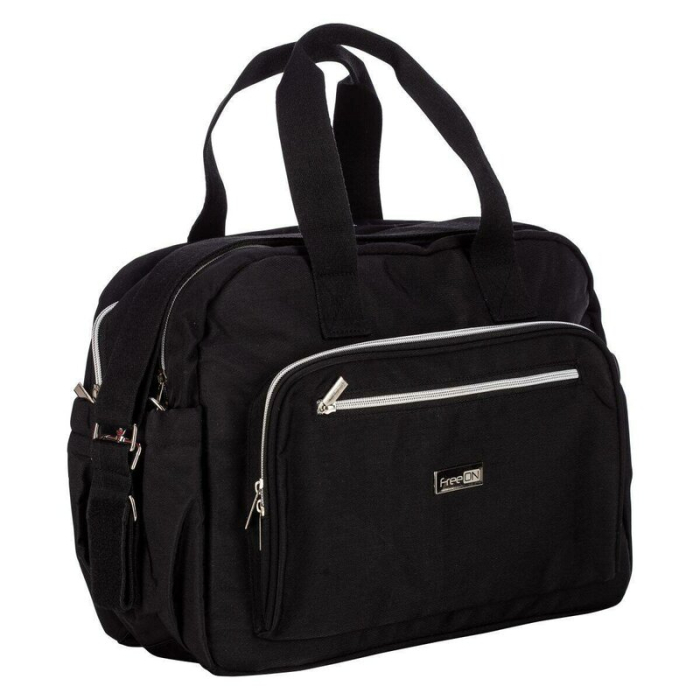 Geanta pentru scutece, FreeON, Style, Impermbeabila, Cu multiple buzunare, Dimensiune compacta, 39x32x18 cm, Black [1]