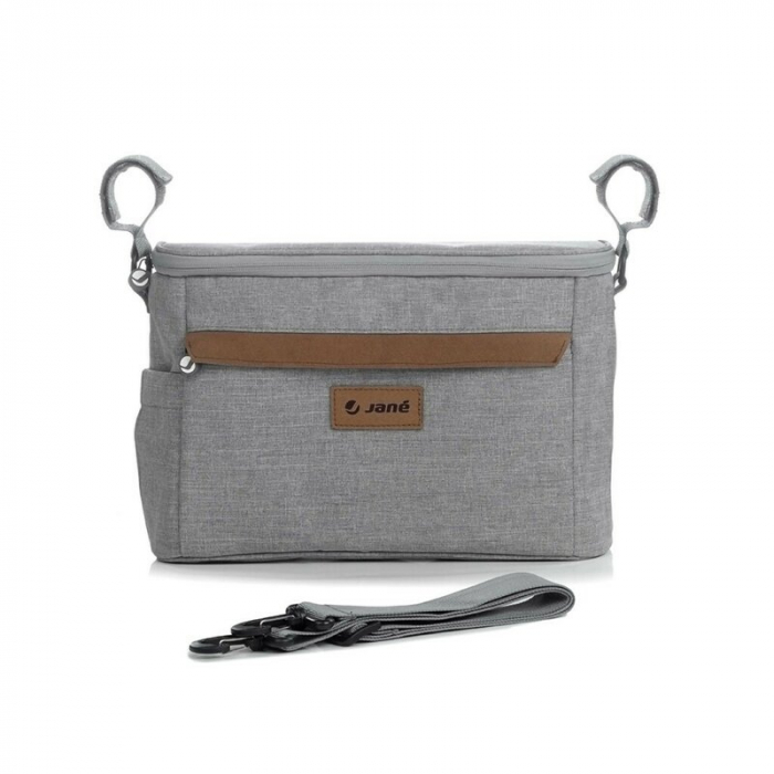 Geanta pentru scutece si organizator carucior, Jane, Cu multiple compartimente, Dimensiune compacta, 32 x 10 x 21 cm, Dim Grey [2]