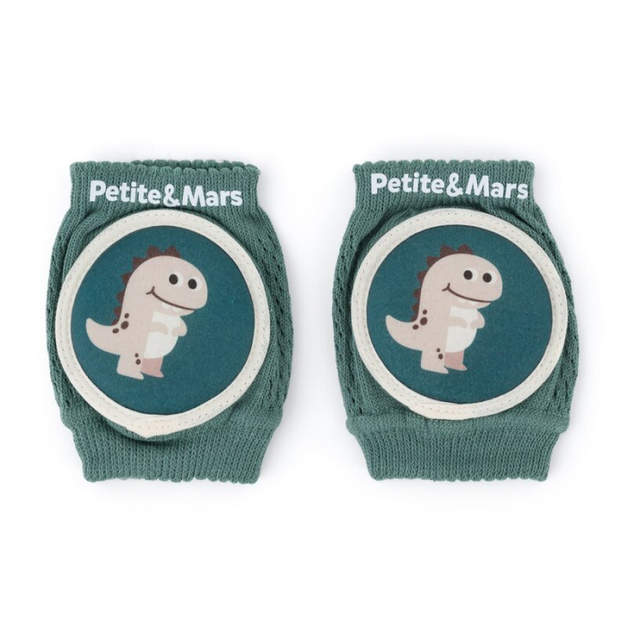 Genunchiere cu pernute, Petite&Mars, Cu elastic, Material respirabil, Stratul antiderapant, 13x10 cm, 6 luni+, Verde [1]