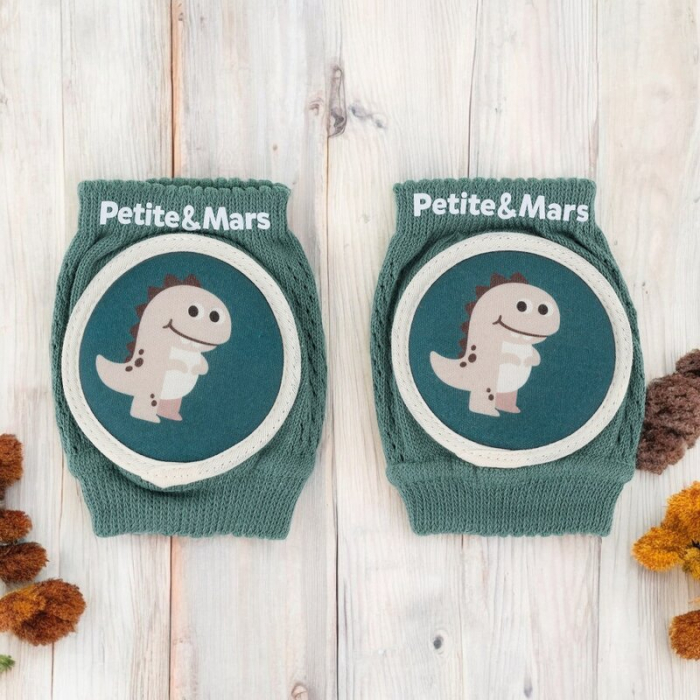 Genunchiere cu pernute, Petite&Mars, Cu elastic, Material respirabil, Stratul antiderapant, 13x10 cm, 6 luni+, Verde [2]