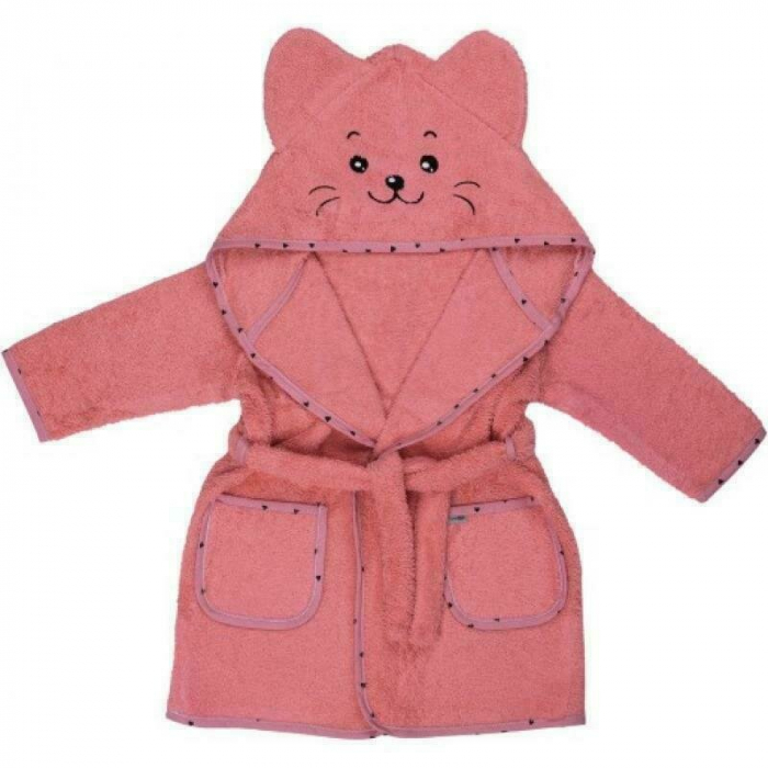 Halat de baie cu urechi Kitty, Cu buzunare, Cu cordon, Bubaba, 2 - 4 ani, Marime 98/104, Pink [1]