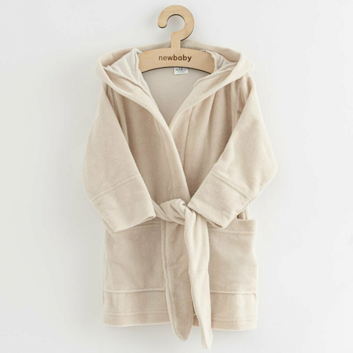 Halat de baie pentru copii, Cu buzunare, Cu cordon, Marime 80/86, Dim bumbac 100%, New Baby, Comfortably beige [1]