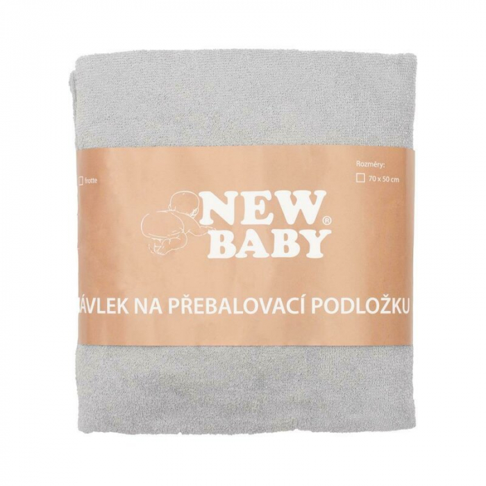 Husa, New Baby, Pentru saltea de infasat, 50x70 cm, Cu banda elastica, Bumbac terry, Grey [2]
