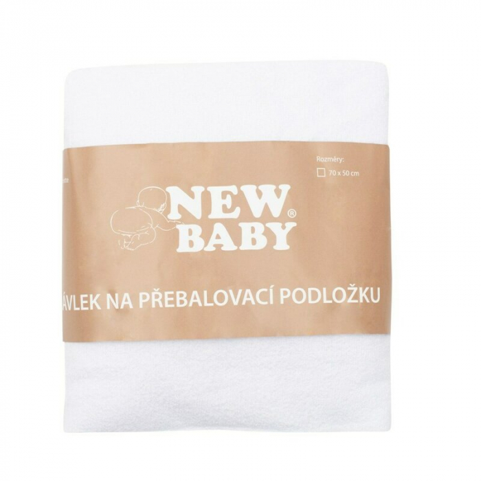 Husa, New Baby, Pentru saltea de infasat, 50x70 cm, Cu banda elastica, Bumbac terry, White [2]