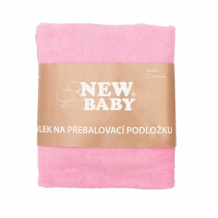 Husa, New Baby, Universala, Pentru saltea de infasat, Cu elastic, Din bumbac terry, Placut la atingere, 50x70 cm, 0 luni+, Pink [2]