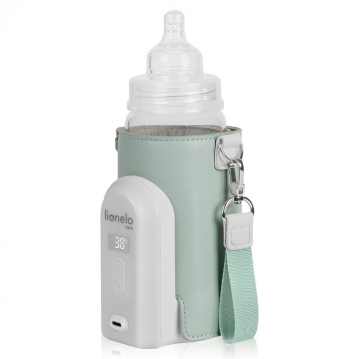 Incalzitor biberoane, Lionelo, ThermUp Go Evo, Portabil, Cu 5 niveluri de incalzire, Cu buton Safety Control, Mentinere caldura pana la 9h, Incarcare USB, Verde [1]
