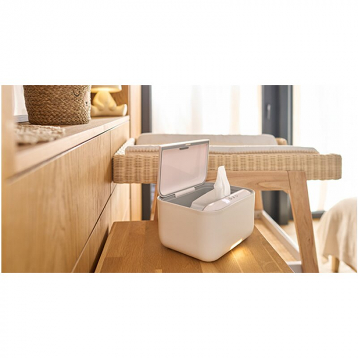Incalzitor servetele umede, Lionelo, Babybliss, Cu 3 setari de temperatura, Loc suficient pentru un intreg pachet de servetele umede, Panou de control cu ecran tactil, Fara BPA, White [19]