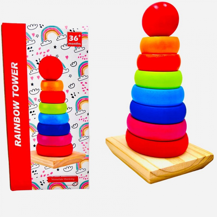 Joc de îndemânare RAINBOW TOWER , din lemn [2]