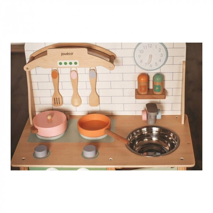 Joueco - Bucatarie din lemn certificat FSC, Cu accesorii, Reglabila pe inaltime, 86x56 cm, 3 ani+, Multicolor [6]