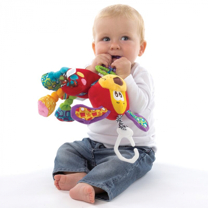 Jucarie carucior sau scaun auto, Playgro, Cu inele pentru dentitie, Cu diverse forme si texturi, Cu sunete si zornaieli, Dezvolta abilitatile motorii si imaginatia, 0 luni+, Activity Friend Pooky Pupp [3]