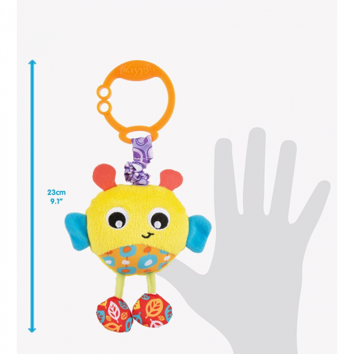 Jucarie cu vibratii pentru carucior, scoica auto si patut, Wiggling Bertie Bee, 23 cm, Playgro [4]