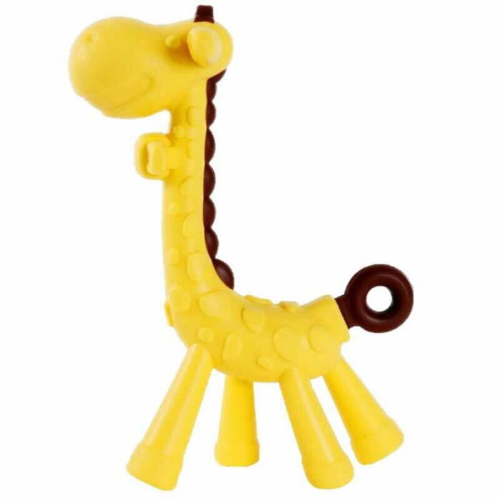 Jucarie de dentitie, Bocioland, Amelioareaza gingiile dureroase, Design ergonomic, Fara BPA, 0 luni+, Giraffe Yellow/Brown [1]