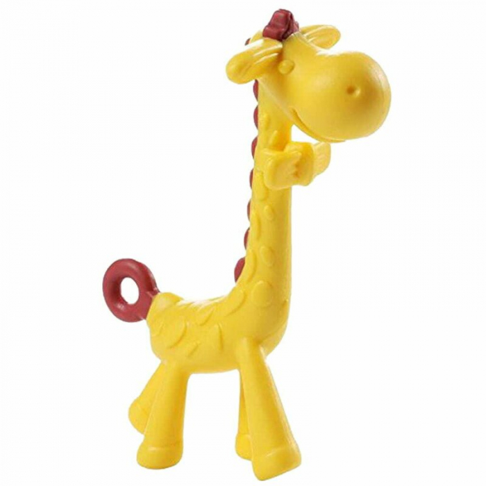 Jucarie de dentitie, Bocioland, Amelioareaza gingiile dureroase, Design ergonomic, Fara BPA, 0 luni+, Giraffe Yellow/Red [3]