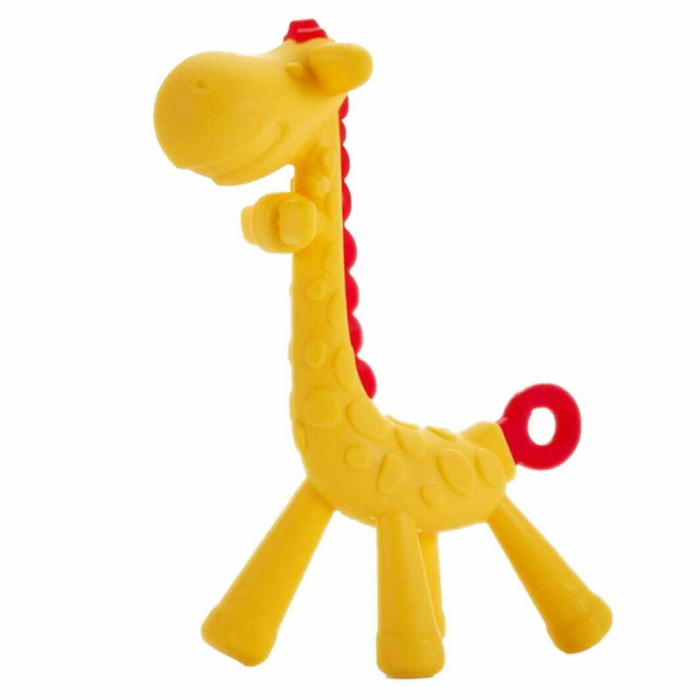 Jucarie de dentitie, Bocioland, Amelioareaza gingiile dureroase, Design ergonomic, Fara BPA, 0 luni+, Giraffe Yellow/Red [1]