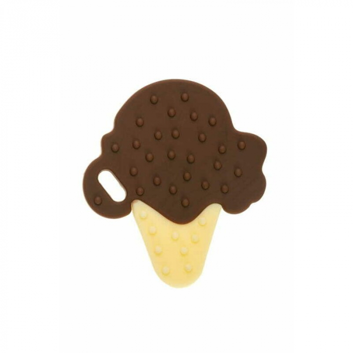 Jucarie de dentitie, Bocioland, Din silicon, Stimuleaza abilitatile motorii fine, Calmeaza durerea gingiei, 0 luni+, Choco Ice [2]