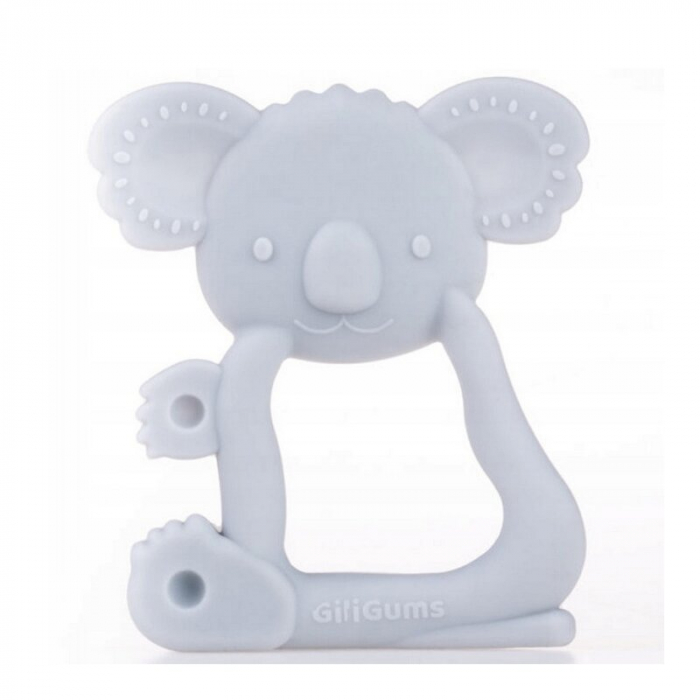 Jucarie de dentitie, Giligums, Koala, Pentru masajul gingiilor, Din silicon Fara BPA, 3 luni+, Gri [1]