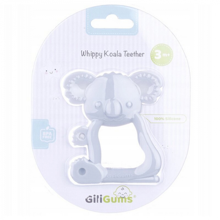 Jucarie de dentitie, Giligums, Koala, Pentru masajul gingiilor, Din silicon Fara BPA, 3 luni+, Gri [4]