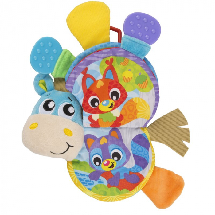Jucarie din plus, Playgro, Clip Clop, Carticica tactila, Stimuleaza dezvoltarea senzoriala, Cu inele pentru dentitie, Cu diverse forme si texturi, 3 luni+, Musical Clip Clop Teether Book [7]