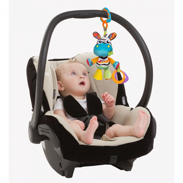 Jucarie pentru carucior, scoica auto si patut, Cu jucarie de dentitie, Zoe Zebra Munchimal, 32 cm, Playgro [2]