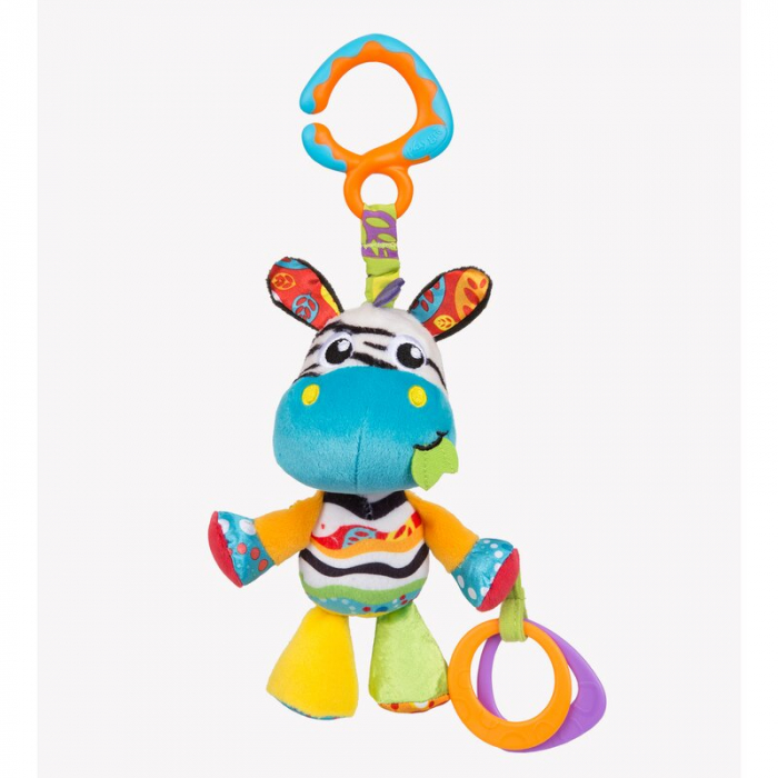 Jucarie pentru carucior, scoica auto si patut, Cu jucarie de dentitie, Zoe Zebra Munchimal, 32 cm, Playgro [1]
