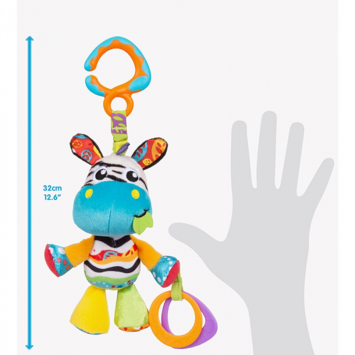 Jucarie pentru carucior, scoica auto si patut, Cu jucarie de dentitie, Zoe Zebra Munchimal, 32 cm, Playgro [4]