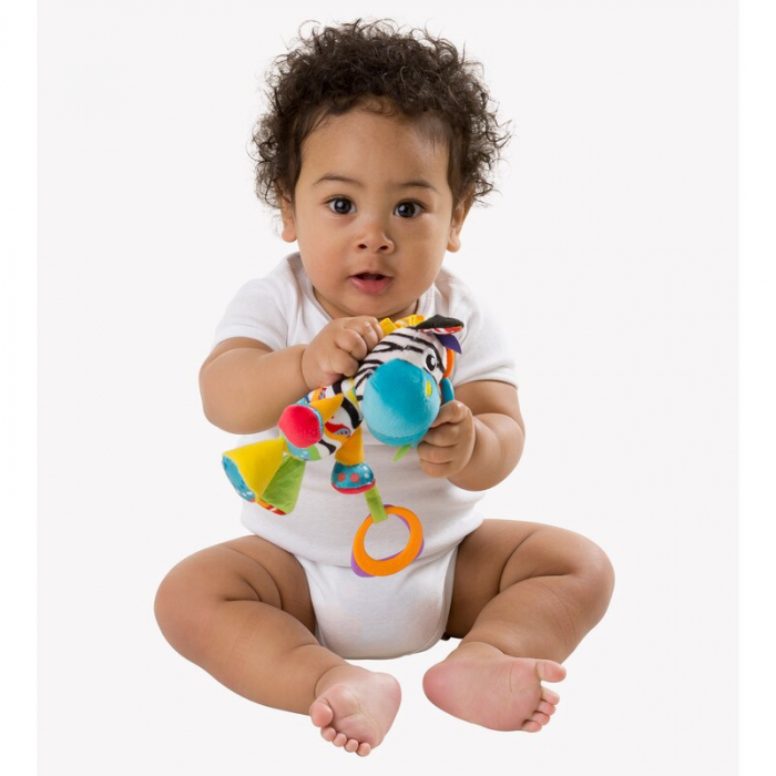 Jucarie pentru carucior, scoica auto si patut, Cu jucarie de dentitie, Zoe Zebra Munchimal, 32 cm, Playgro [5]