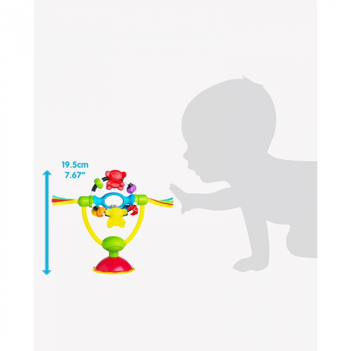 Jucarie pentru scaunul de masa, Cu ventuza, Cu activitati, Rotativa, High chair Spinning Toy, 19.5 cm, Playgro [5]