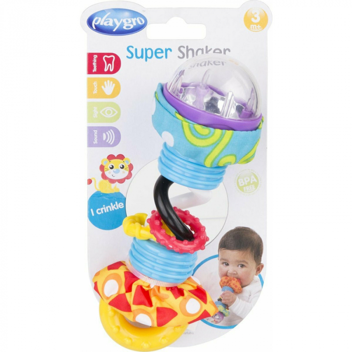 Jucarie zornaitoare, Cu diferite texturi, Dimensiune mare, Super Shaker, Playgro [4]