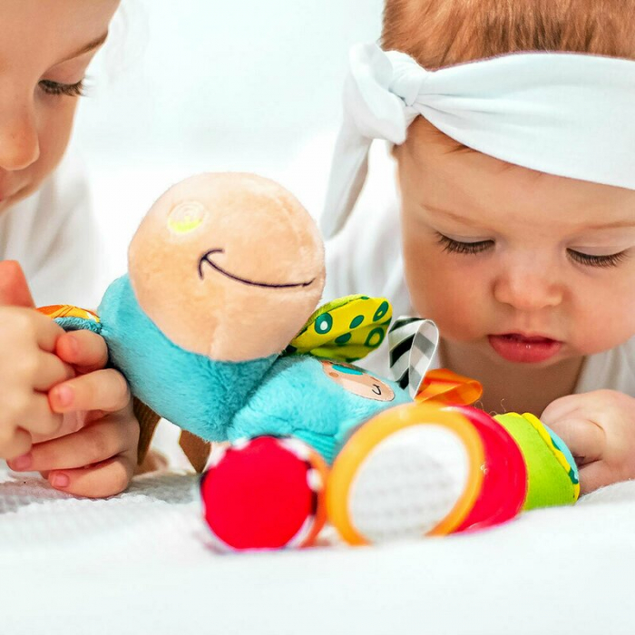 Jucarie zornaitoare si de dentitie, Playgro, Cu activitati, Cu jucarii de dentitie, Cu margele, Cu diferite texturi, Clip Clop Activity Rattle, 11 cm [7]