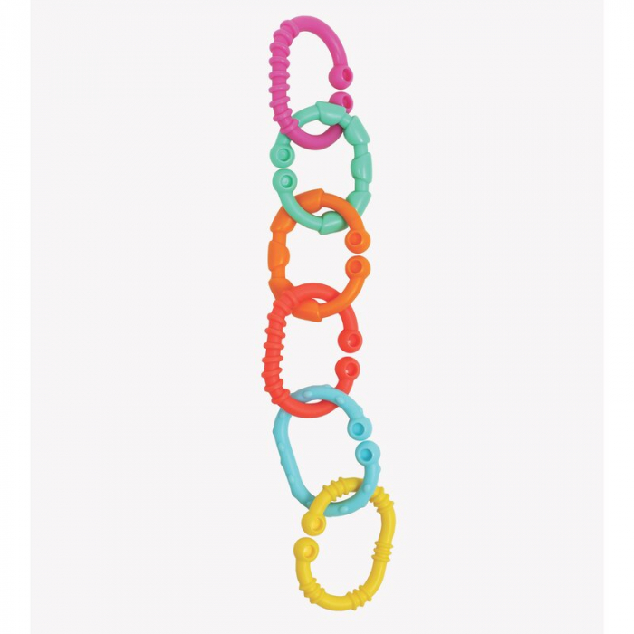 Jucarii de dentitie inele, Atasabile la carucior, scoica auto si patut, 24 piese, Loopy Links, Playgro [3]